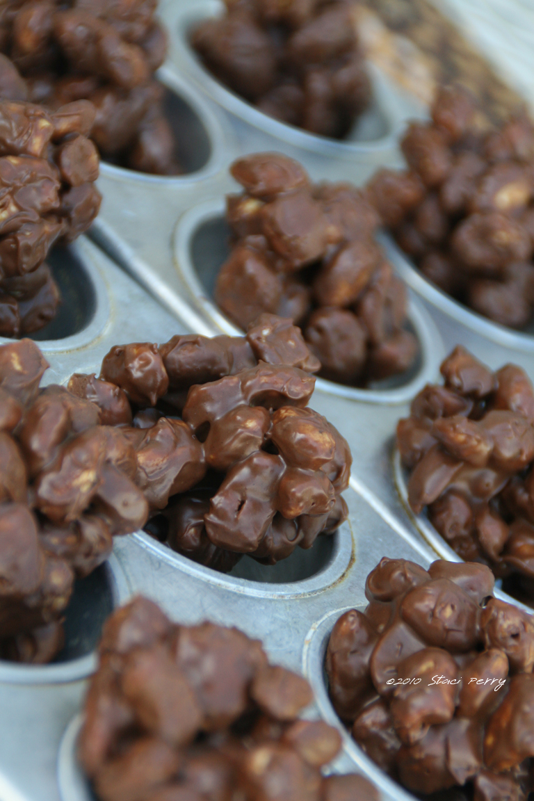 muffin tin with Corn Pops clusters