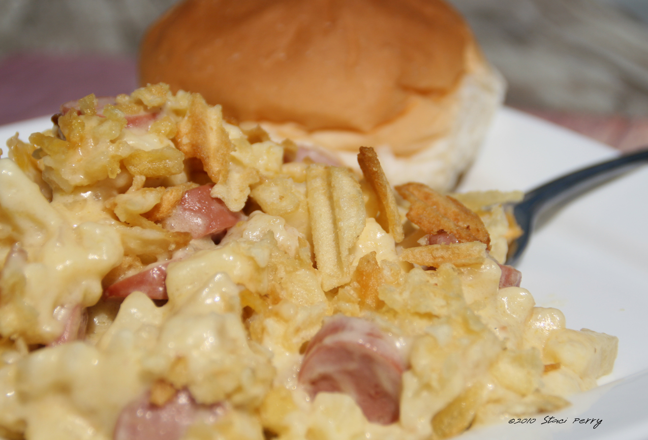 The T-Boys Hot Dog Casserole with Crunchy Potato Chips