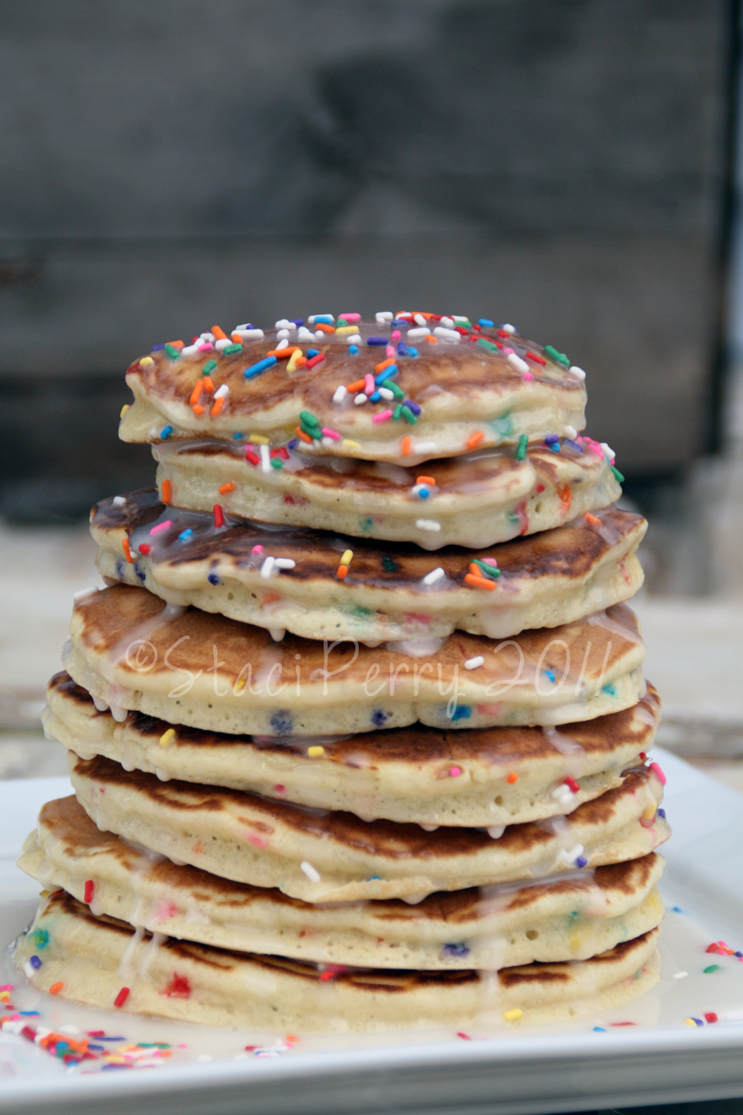 Cake Batter Pancakes from How Sweet It Is