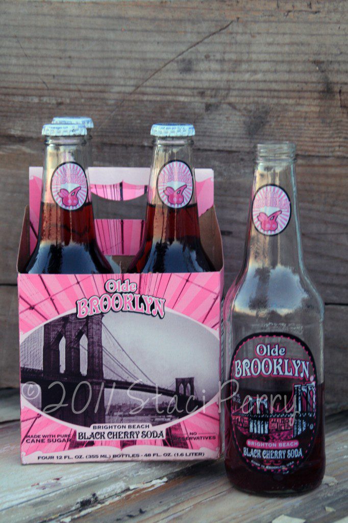 4-pack of black cherry soda in glass bottles 