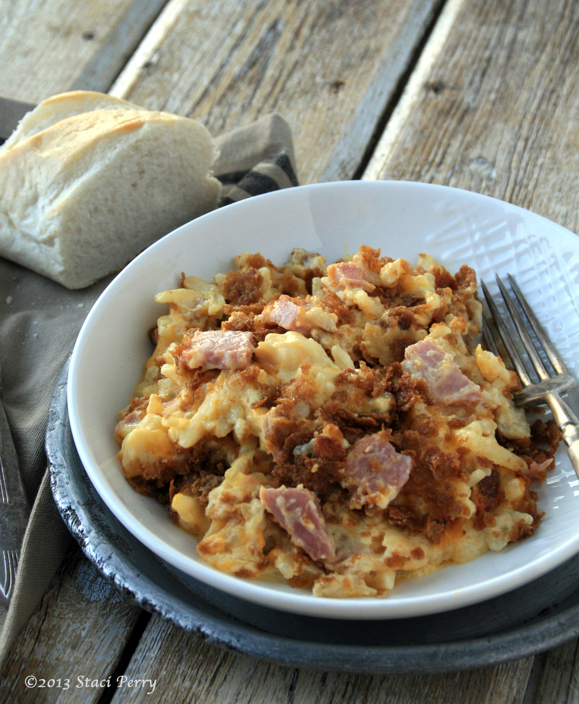 Smoky Ham and Cheddar Hash Brown Casserole