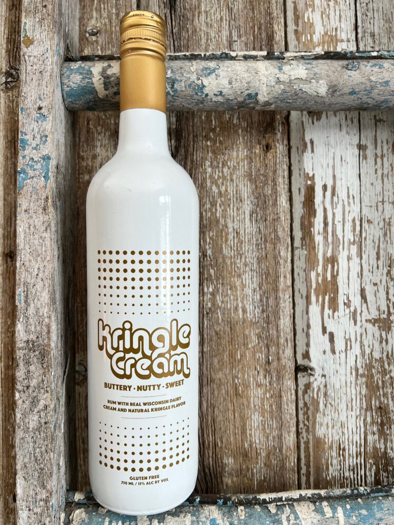 bottle of Kringle Cream with their new white design