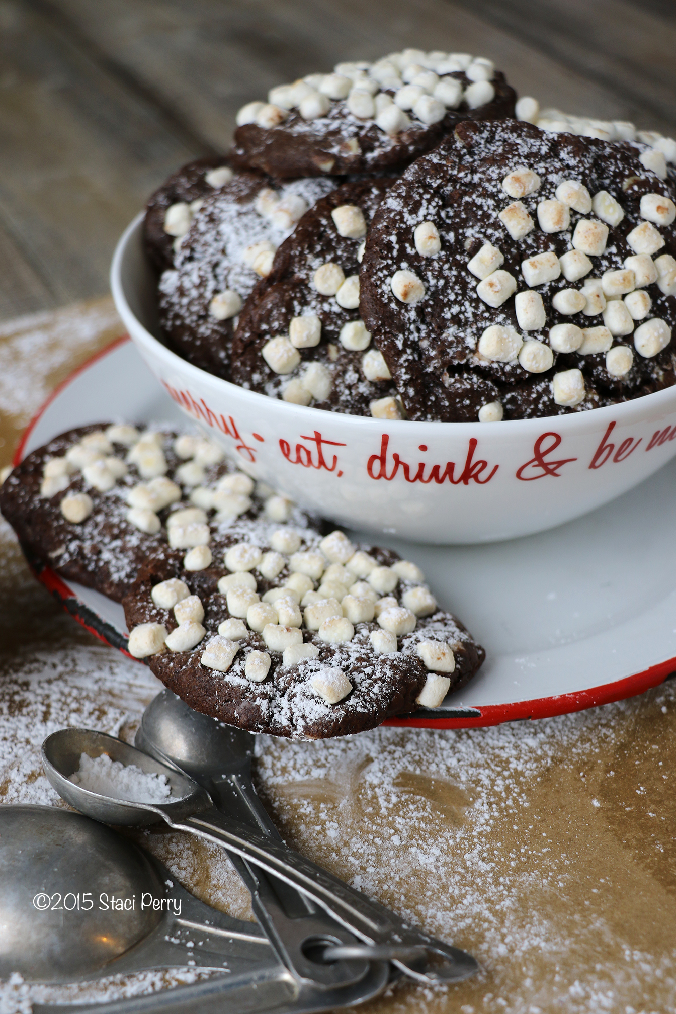 chewy cocoa mint marshmallow cookies