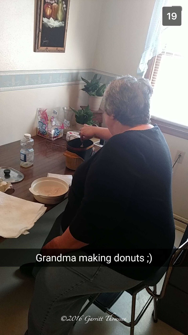 Judy making donuts