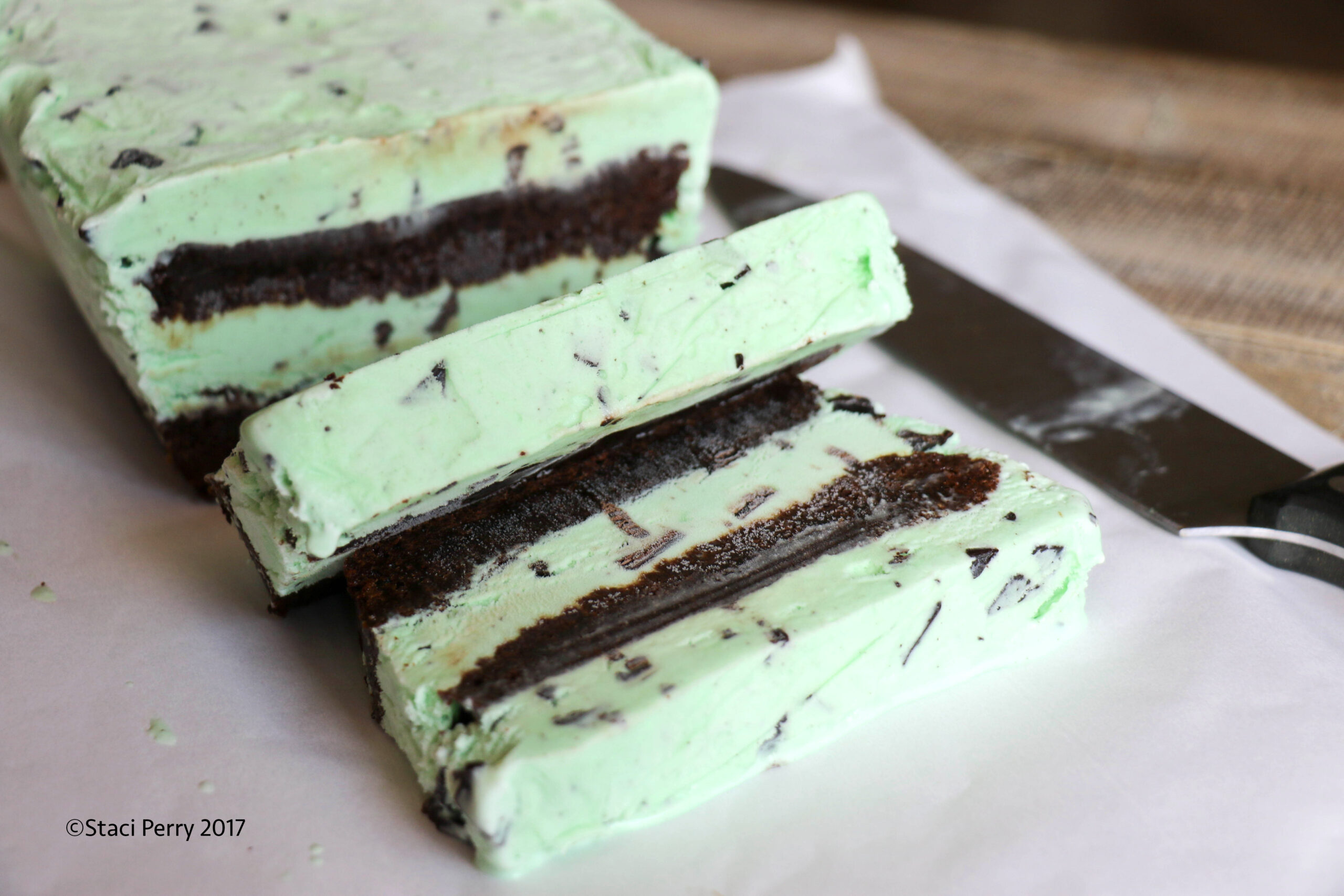 Fudgy Chip and Mint Ice Cream Brownie Birthday Treat