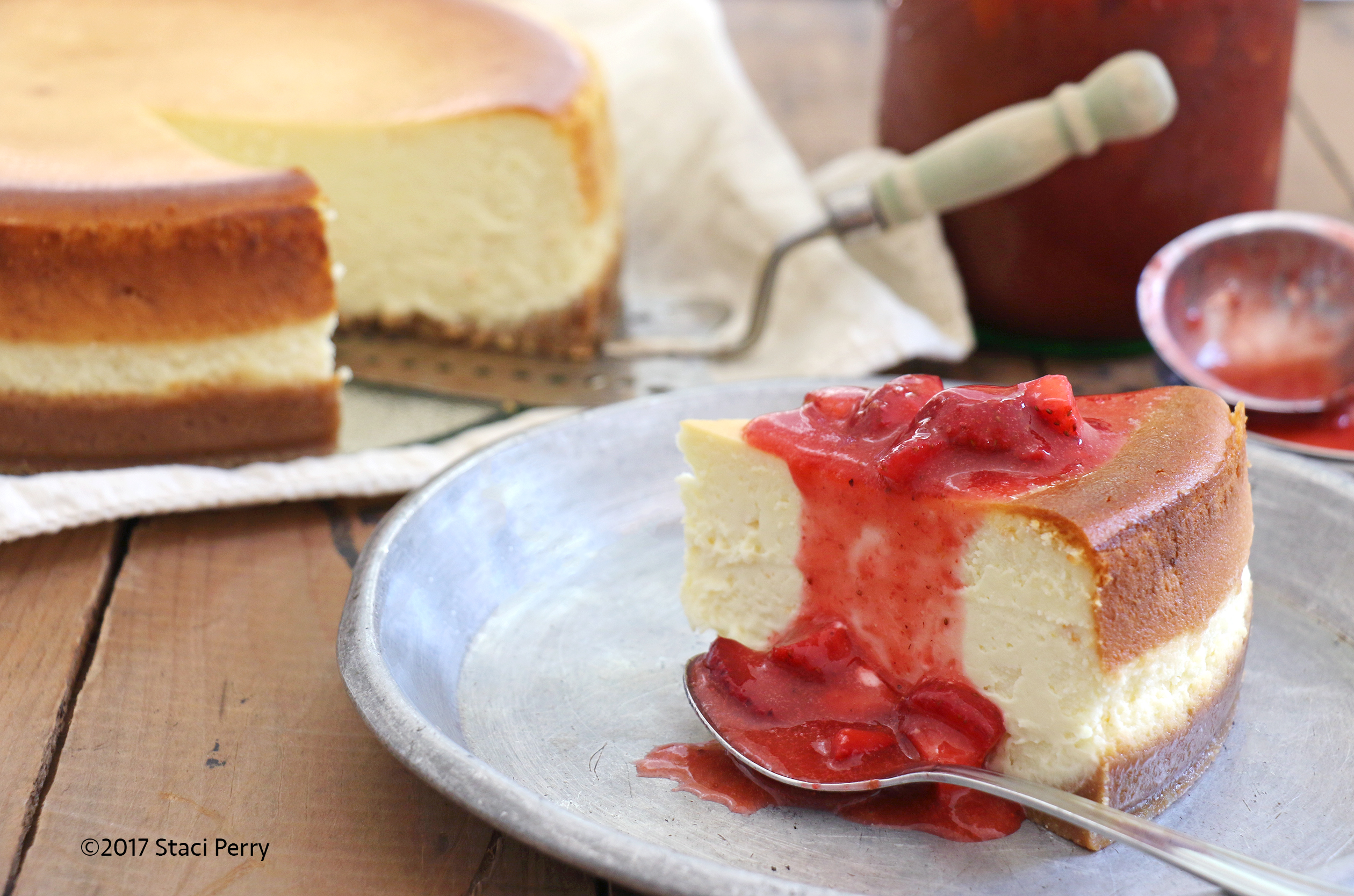 You Can Make Your Own, New York Vanilla Cheesecake with Fresh Strawberry Sauce
