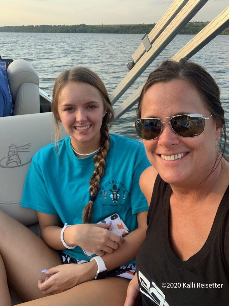 my sister and my niece on a boat