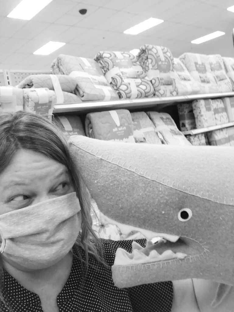 stuffed shark by my head