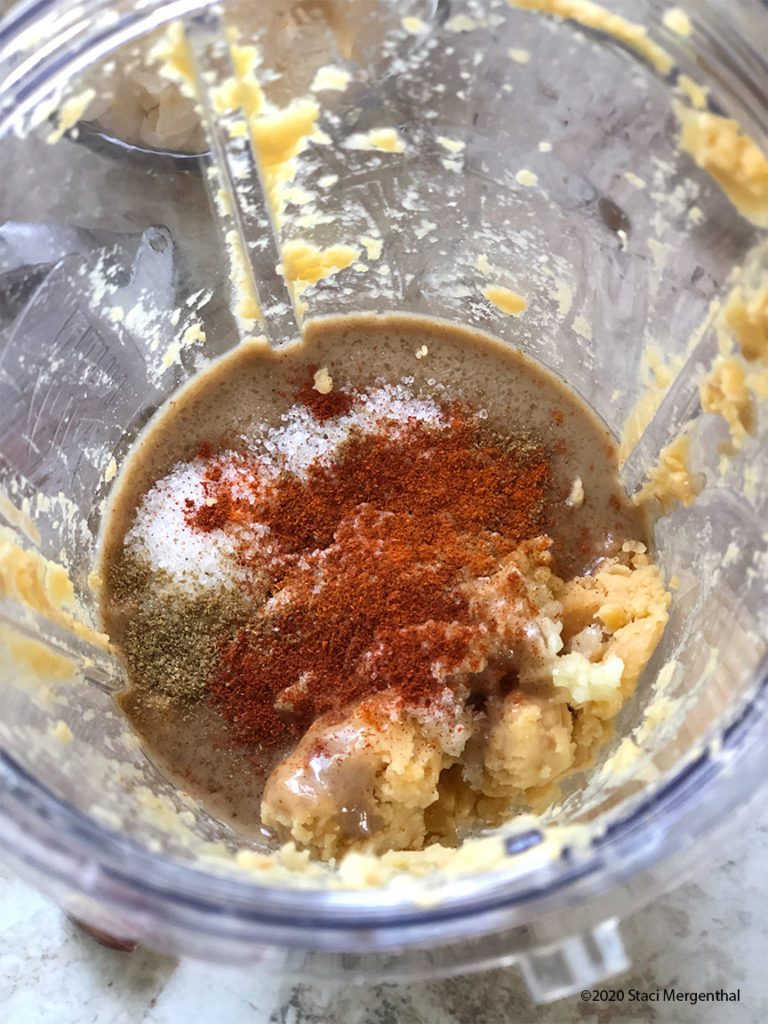 spices added to chickpeas for hummus 