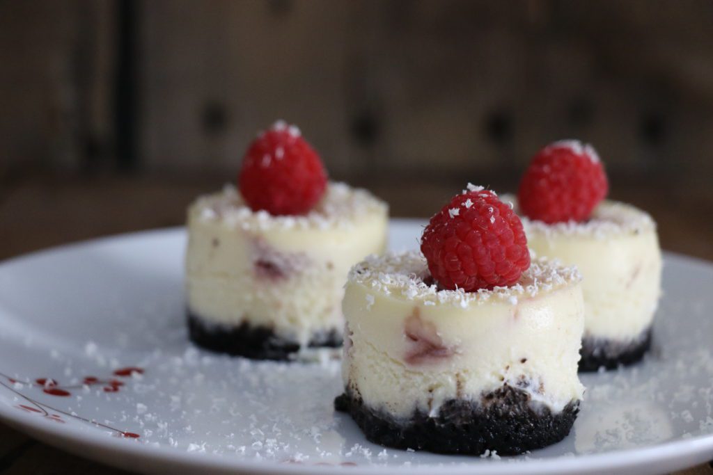 mini raspberry white chocolate cheesecake