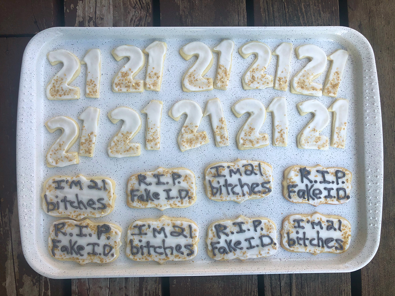 tray of cookies for 21st birthday