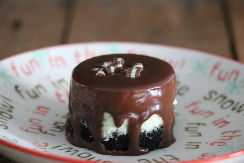 individual Andes Mint cheesecake on plate