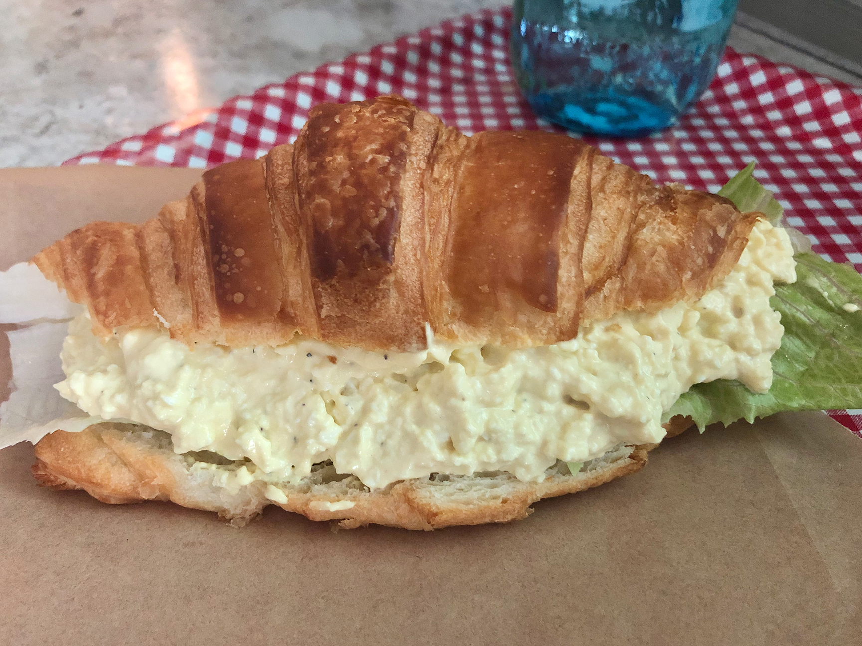egg salad on croissant