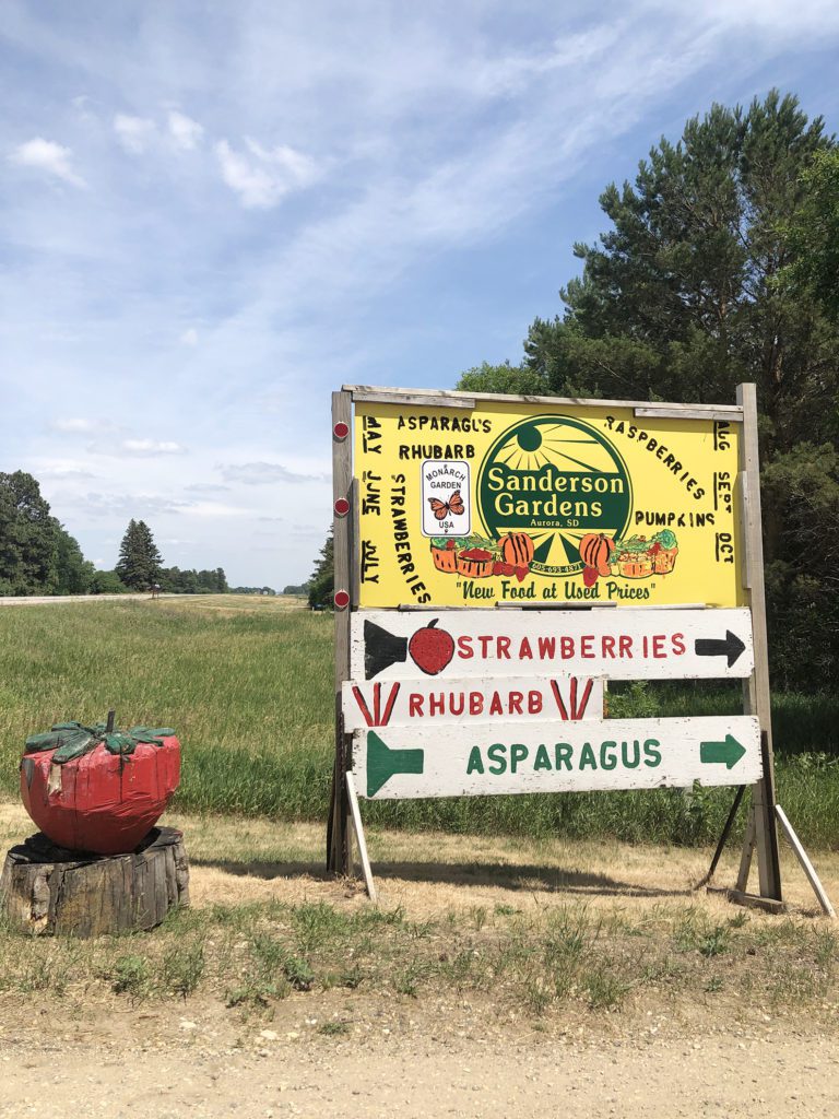 welcome sign at Sanderson Gardens Aurora South Dakota