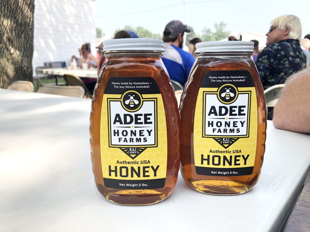 two glass jars of Adee Honey