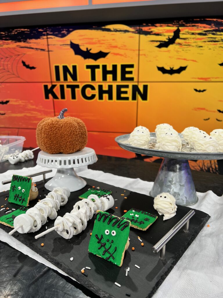 Frankenstein, mummy cake balls and skeletons on Keloland Living