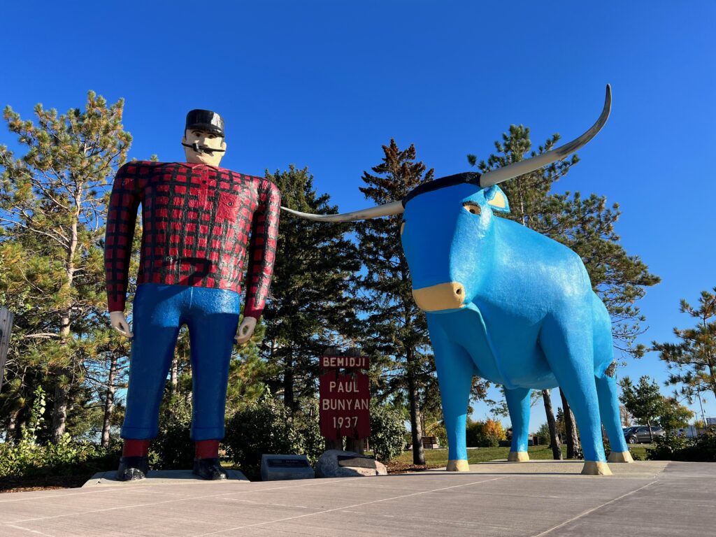 Paul Bunyan and Babe the Blue Ox at Paul Bunyan Park in Bemidji Minnesota 