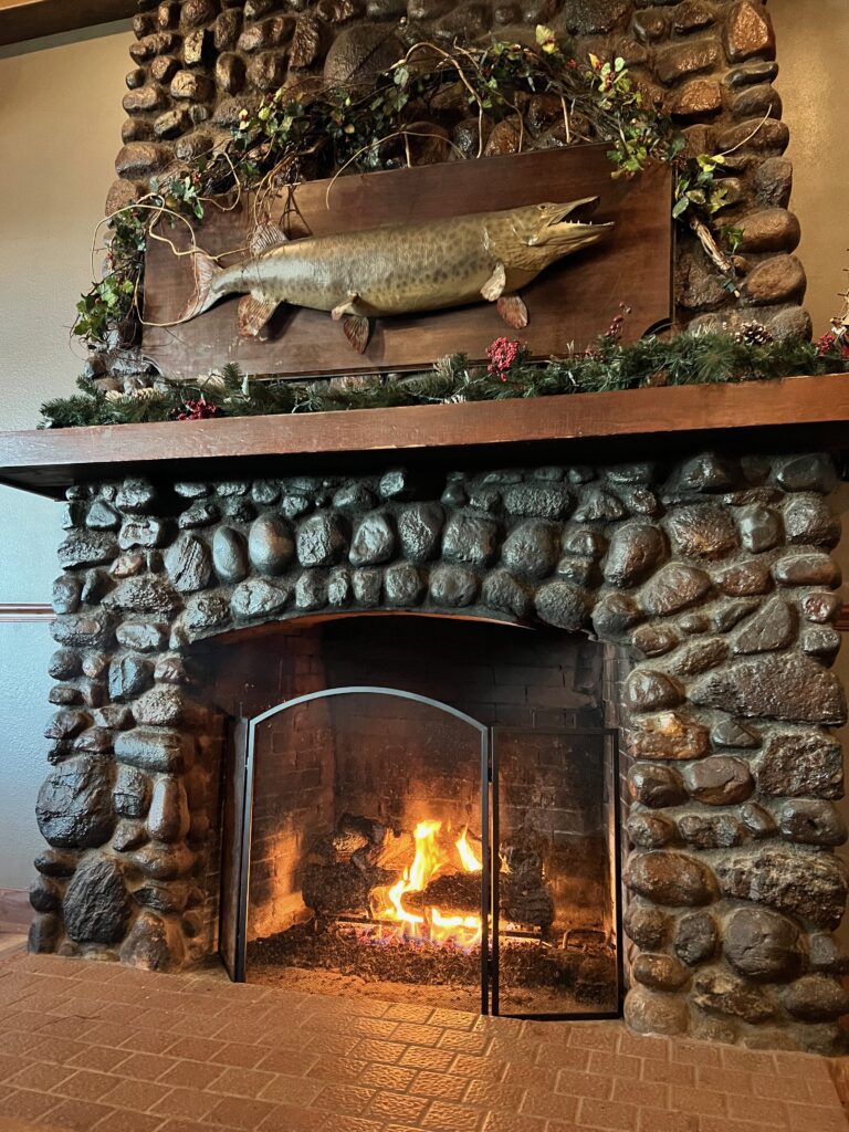 fireplace at Ruttger's Birchmont Lodge Bemidji 