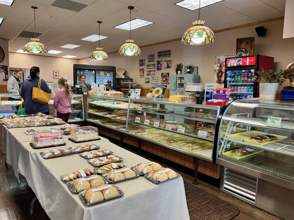 pendant lamps at Raphael's Bakery in Bemidji