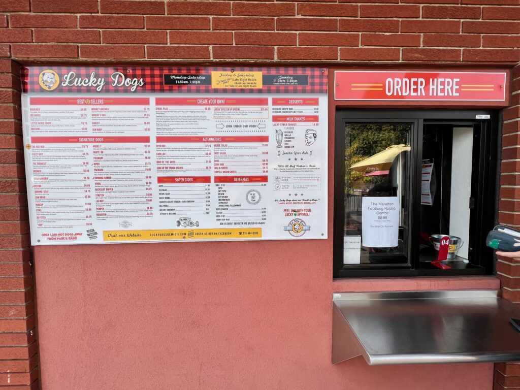 menu at Lucky Dogs Bemidji