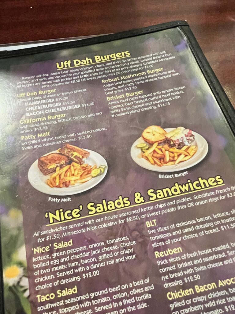 Minnesota Nice Cafe menu