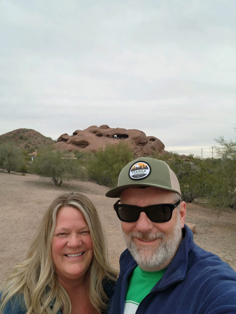 Staci and Jason in front of Hole In The Rock Arizona 