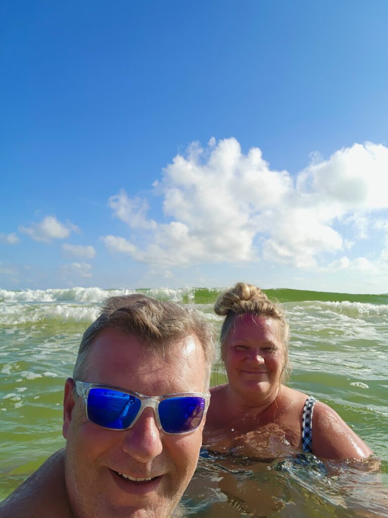 Staci and Jason in the Gulf of Mexico at Gulf Shores Alabama 