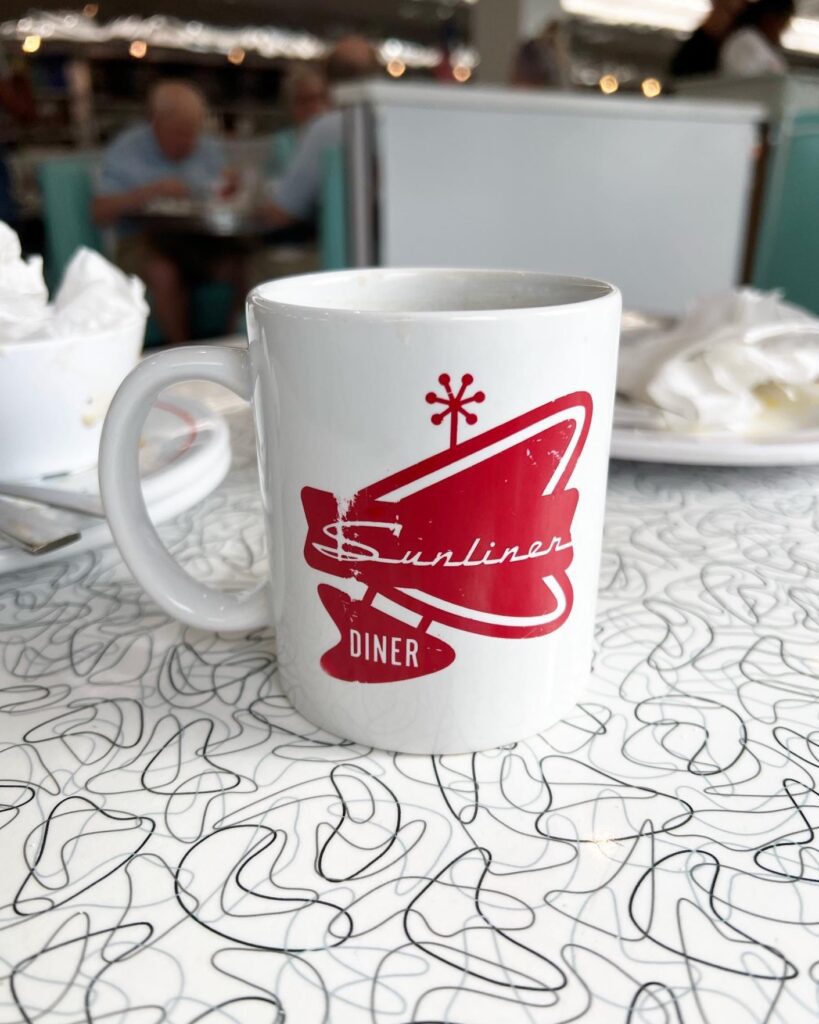 coffee cup on table at Sunliner Diner Gulf Shores Alabama