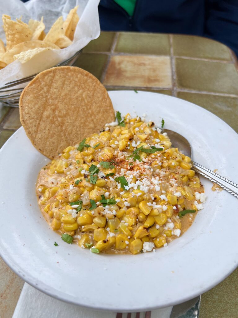 bowl of elote at Los Sombreros in Scottsdale Arizona 