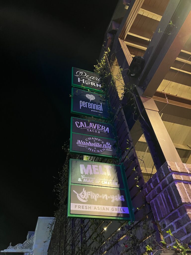 signage of the vendors at The Garden at Palafox + Main