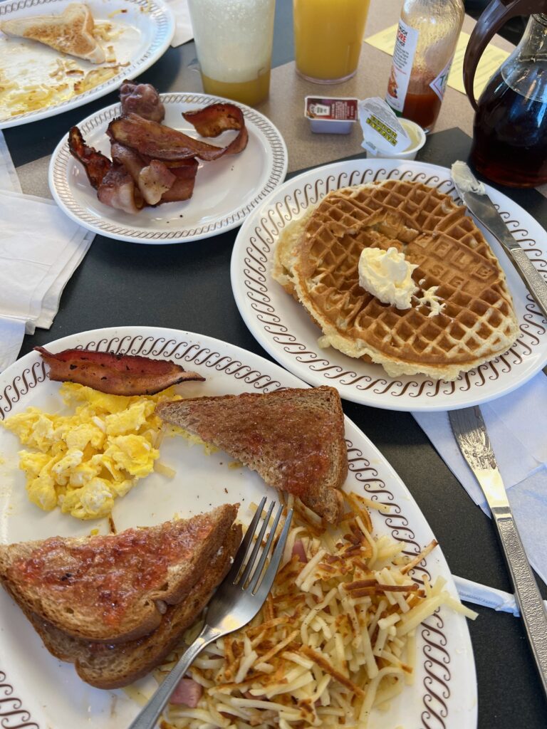 breakfast meal at Waffle House 