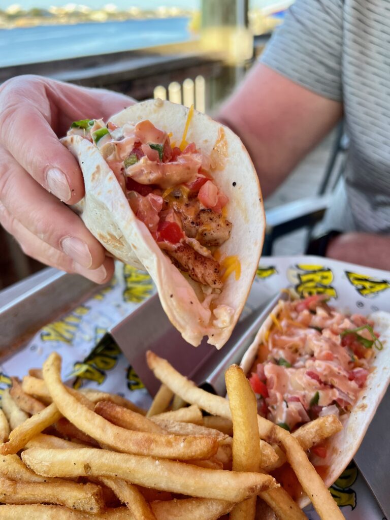 blackened fish tacos at Ole River Grill Perdido Key Florida