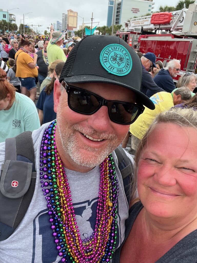 Staci and Jason at Mardi Gras parade Gulf Shores Alabama 2023