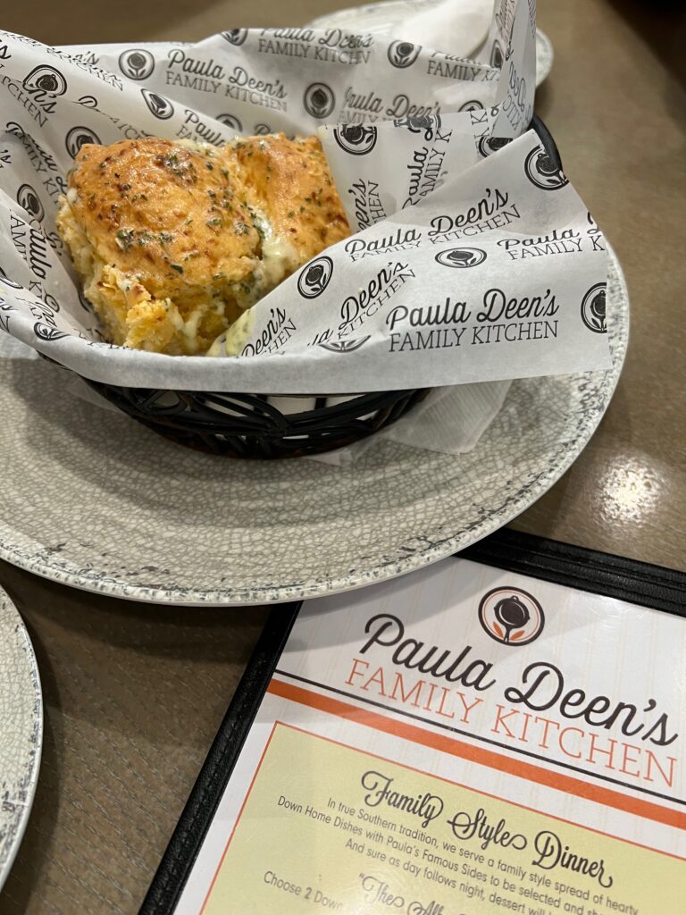 basket of biscuits at Paula Deen's Family Kitchen at OWA Foley Alabama 