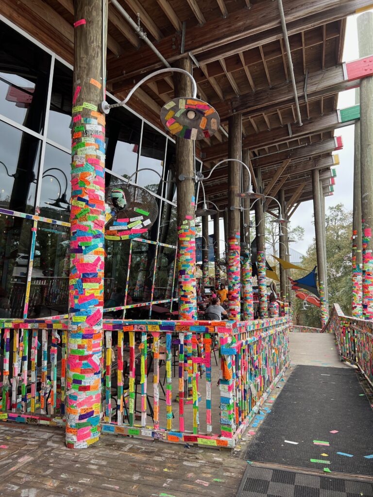 tape on the poles at Tacky Jacks Gulf Shores