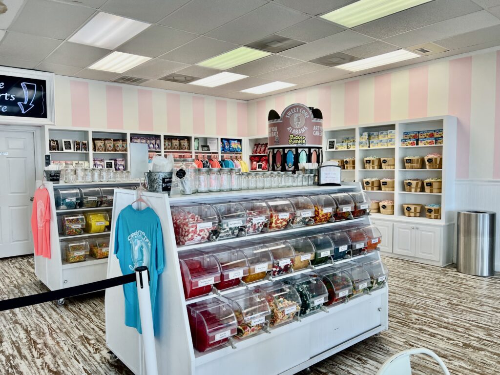 candy and taffy shelves at Sweet Cone Alabama