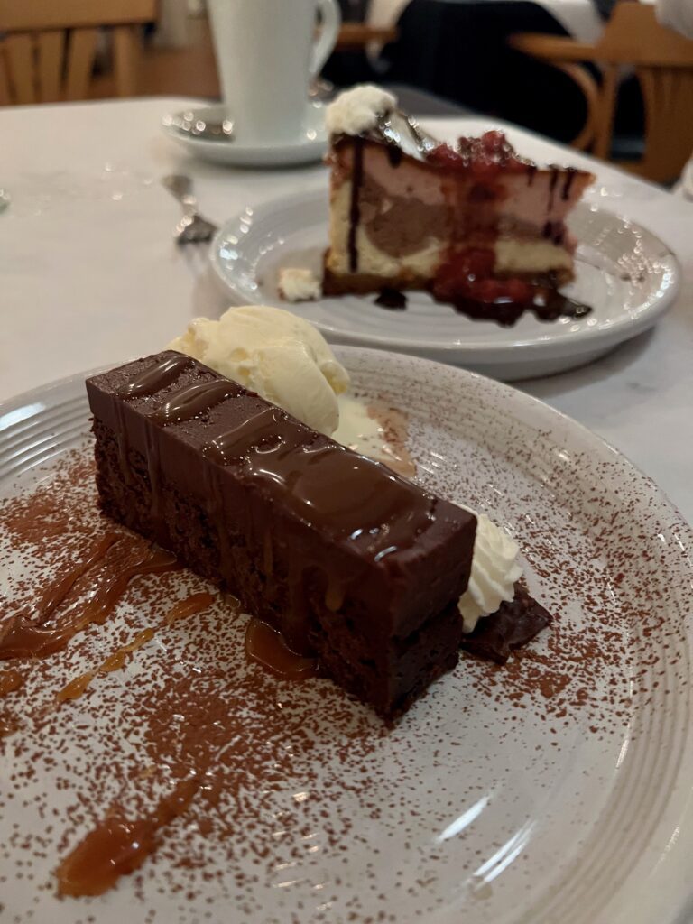 flourless cake and Neapolitan cheesecake at Jesse's Restaurant Magnolia Springs