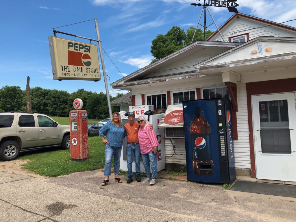 Staci, Marie and the owner of Dam Store near the Rapidan Dam Minnesota 