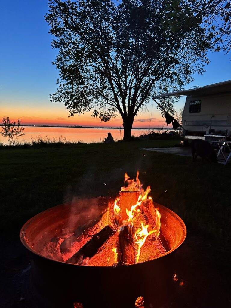 campfire by the lake