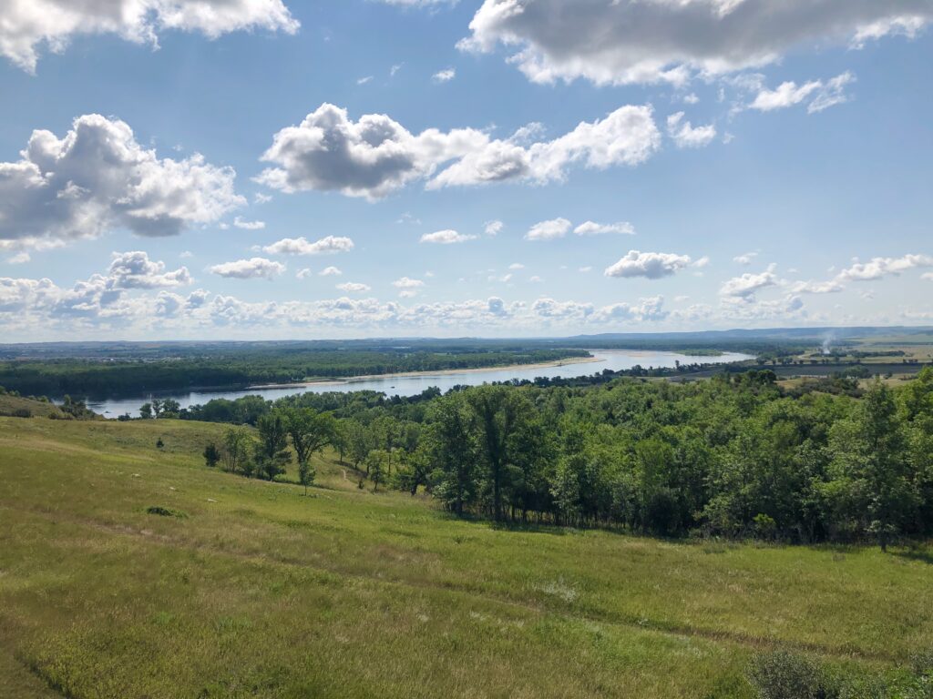 View of Missouri River from Fort Abraham Lincoln State Park in Mandan North Dakota