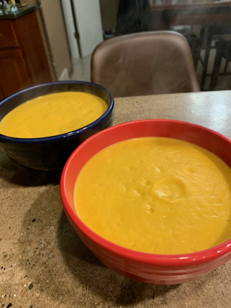 two bowls of squash soup