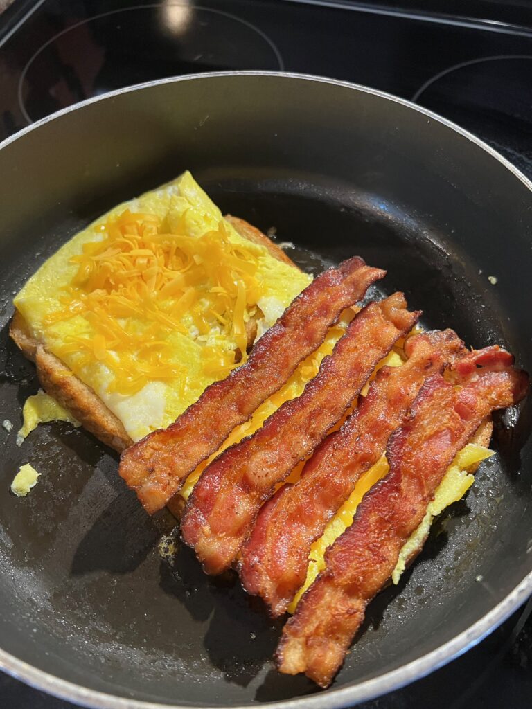 bacon on egg sandwich
