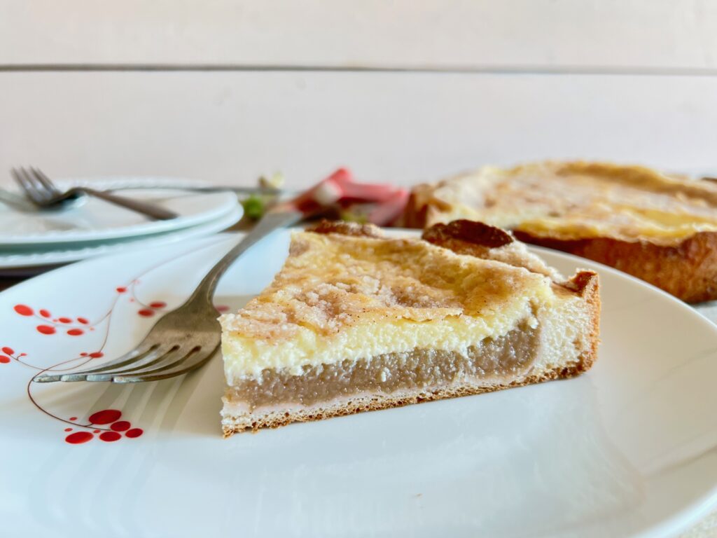 slice of rhubarb kuchen