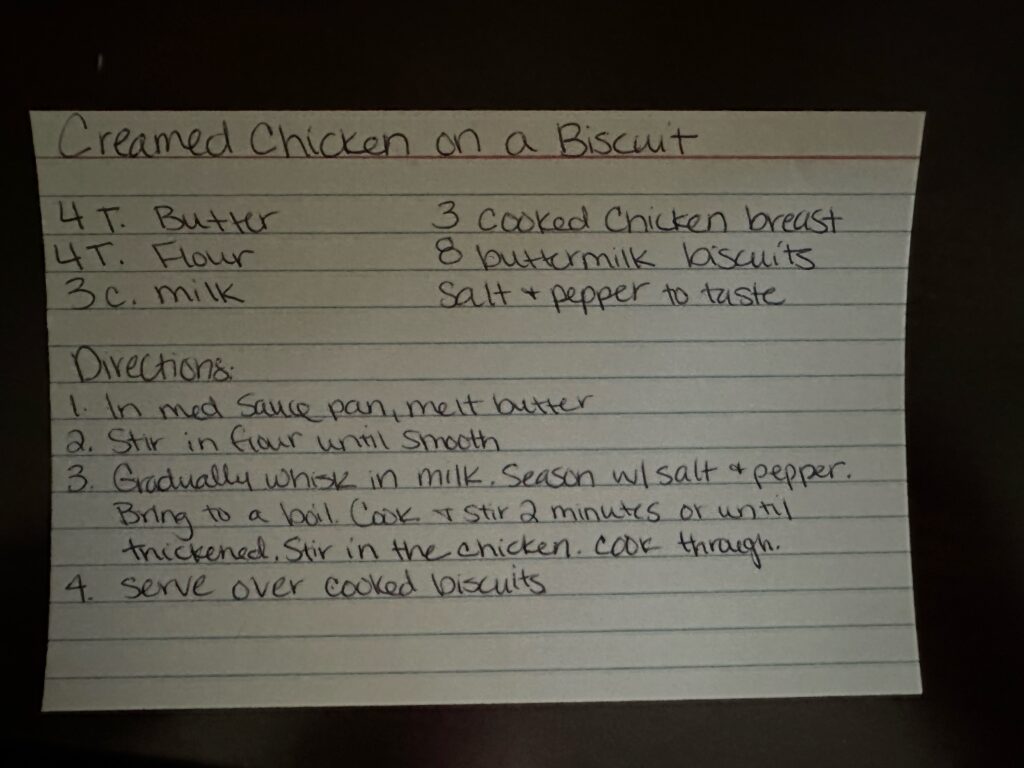 creamed chicken on a biscuit recipe