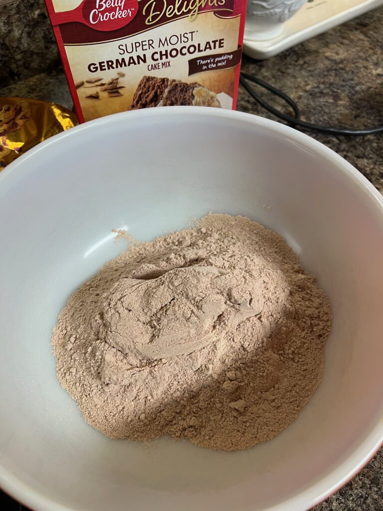 dry cake mix in a bowl