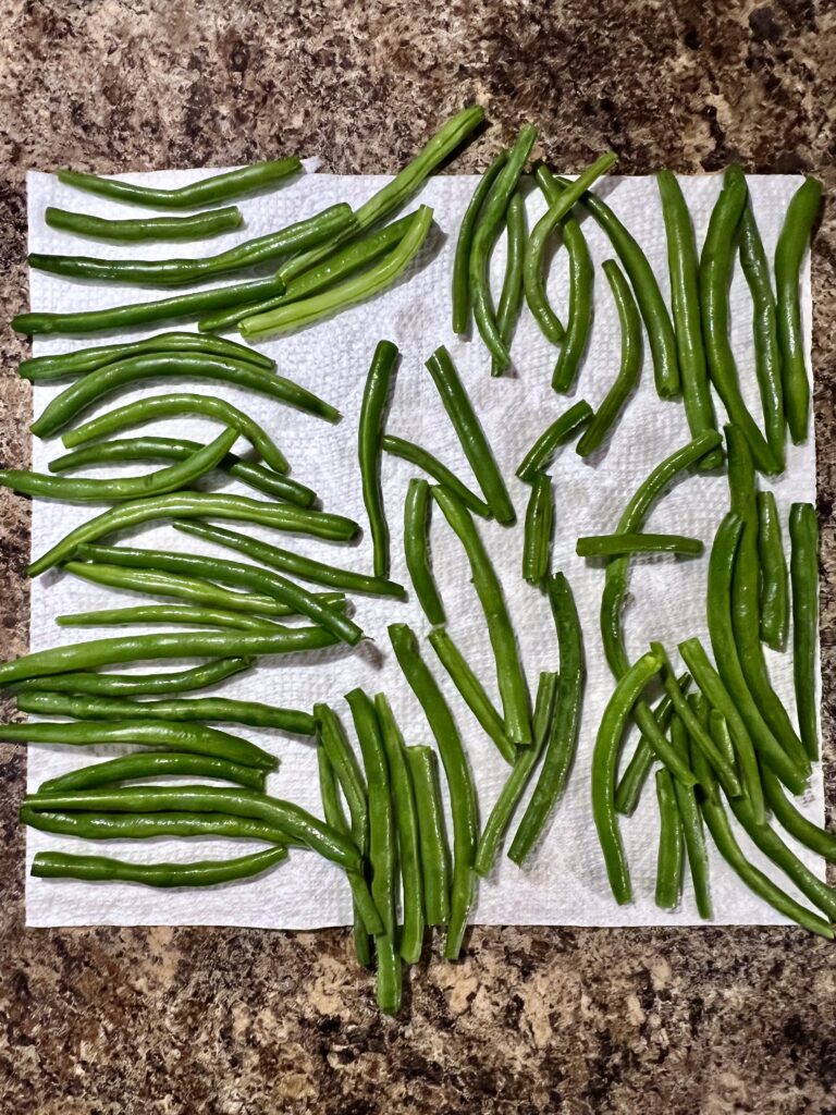 drying fresh green beans