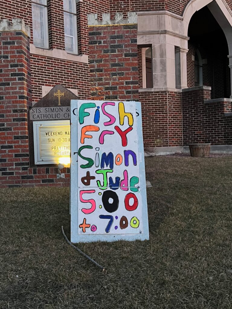 fish fry sign at Catholic Church in Flandreau South Dakota