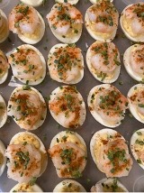 plate of Bruce Dooyema's shrimp deviled eggs