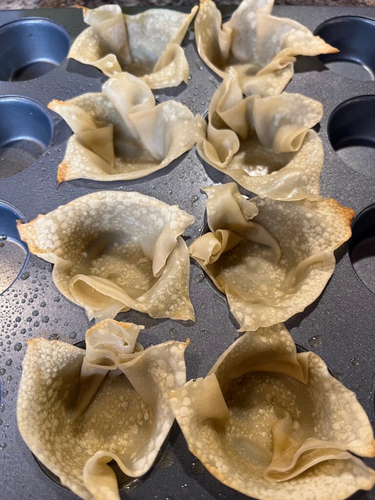 wontons after they bake for 5 minutes 