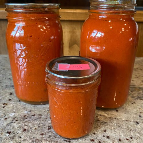 roasted spaghetti sauce in three jars